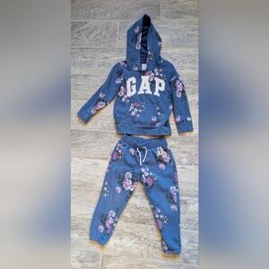 GAP XS (4-5) Navy Floral Hoodie and Joggers Set